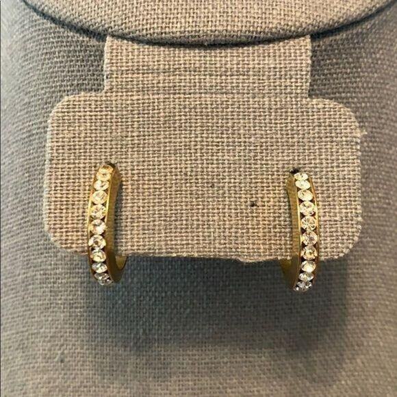 Unbranded Jewelry - Womens Hoop and Crystal Earrings Gold Tone Post Fashion Jewelry